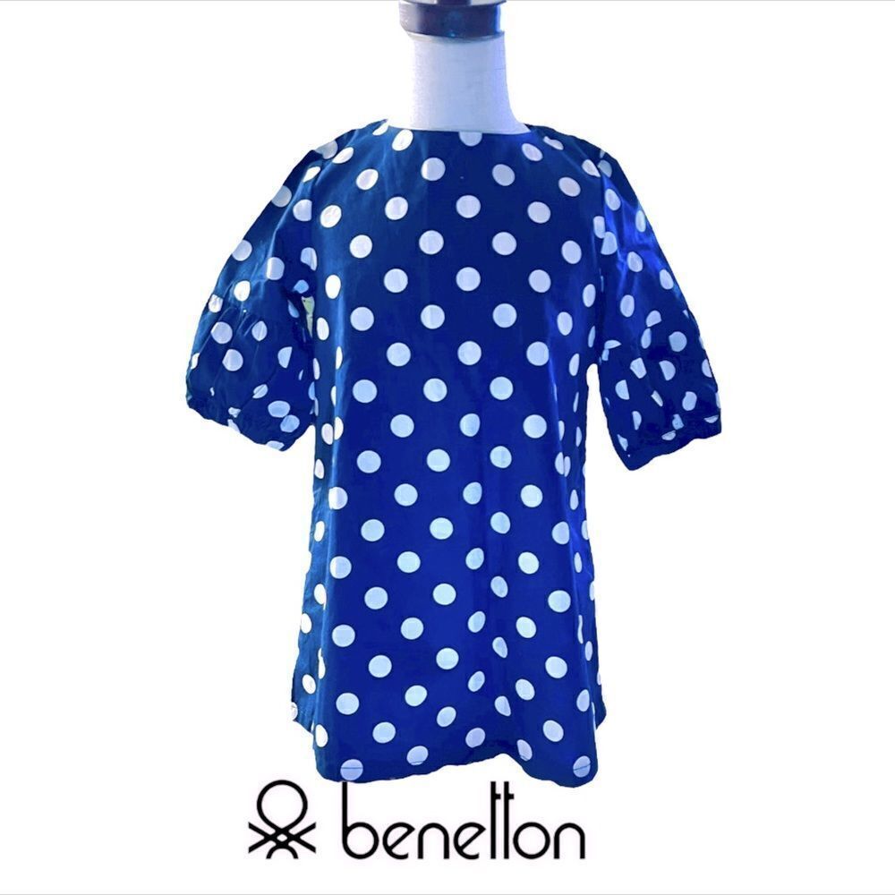 UNITED COLORS OF BENETTON | Navy | Polka Dot Puffer Sleeves Dress